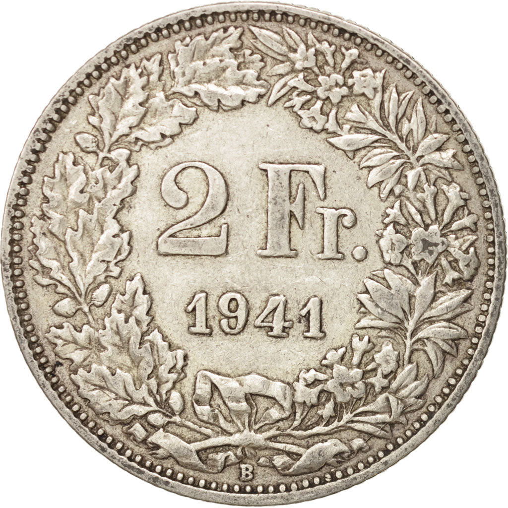 Switzerland, 2 Francs, 1941, Bern, EF(40-45), Silver, KM:21