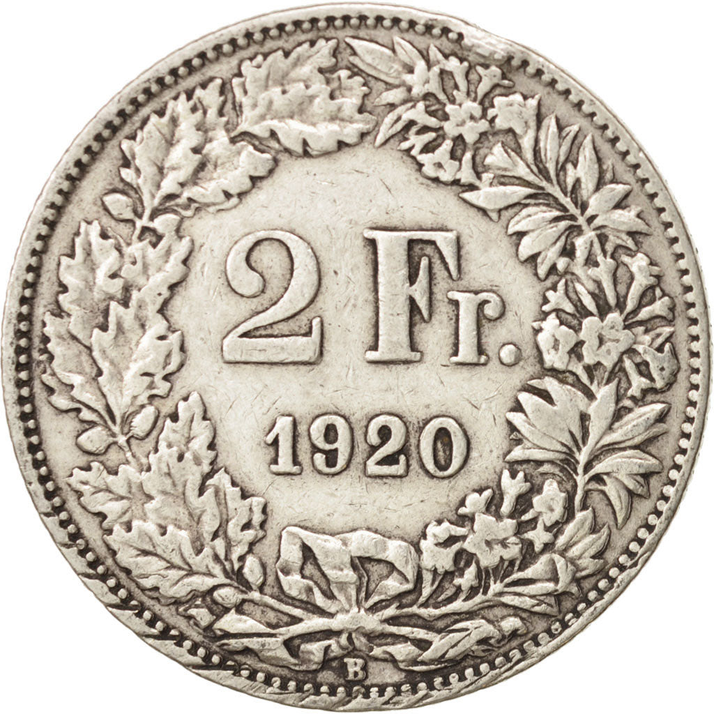 Coin, Switzerland, 2 Francs, 1920, Bern, VF(30-35), Silver, KM:21