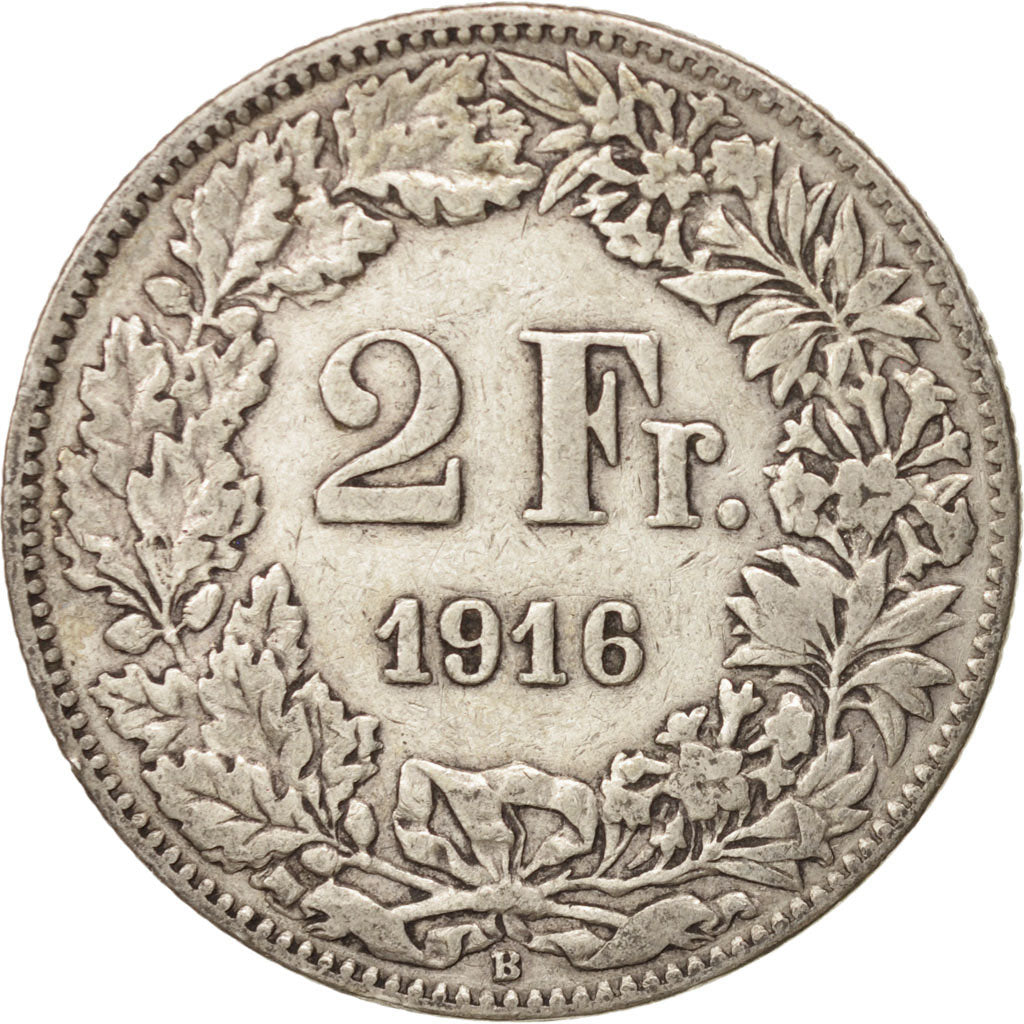 Suisse, 2 Francs, 1916, Bern, TTB, Argent, KM:21