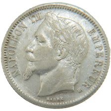 FRANCE, Napoléon III, Franc, 1866, Strasbourg, KM #806.2, EF(40-45), Silver, G..