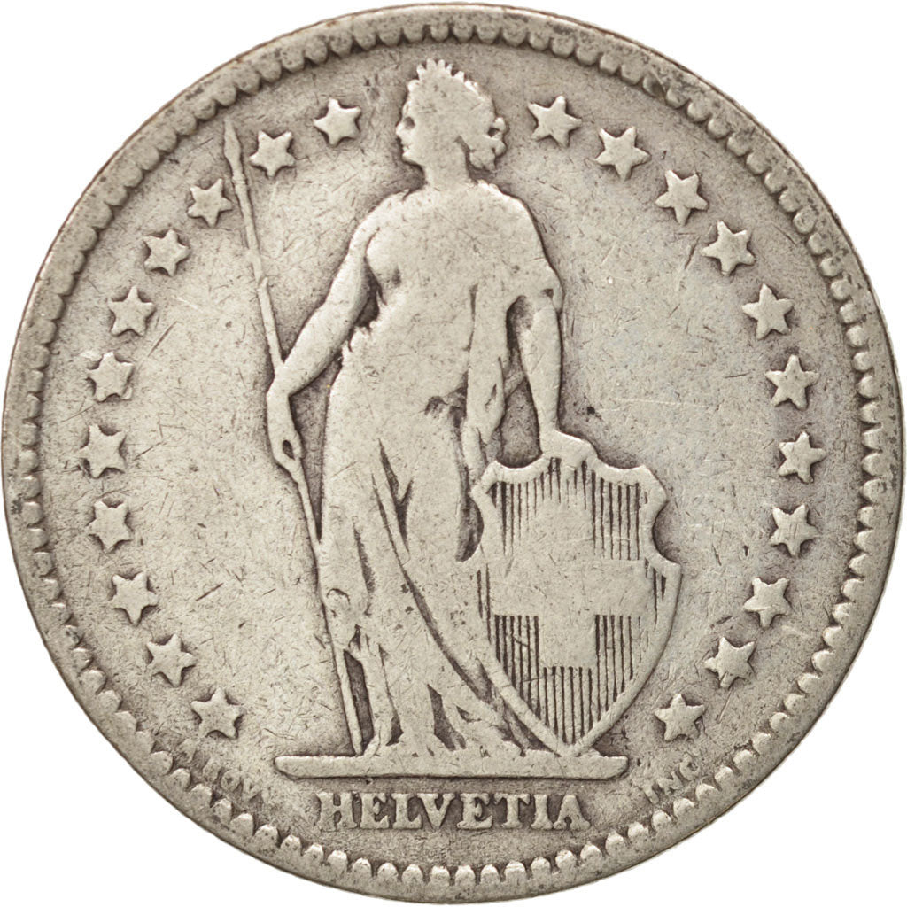 Switzerland, 2 Francs, 1894, Bern, VF(20-25), Silver, KM:21