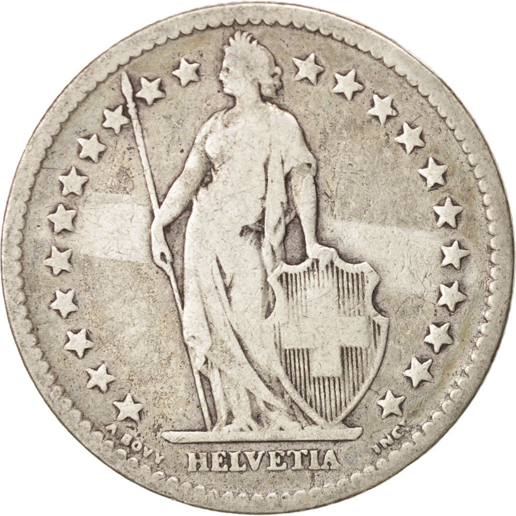 Switzerland, 2 Francs, 1878, Bern, VF(20-25), Silver, KM:21
