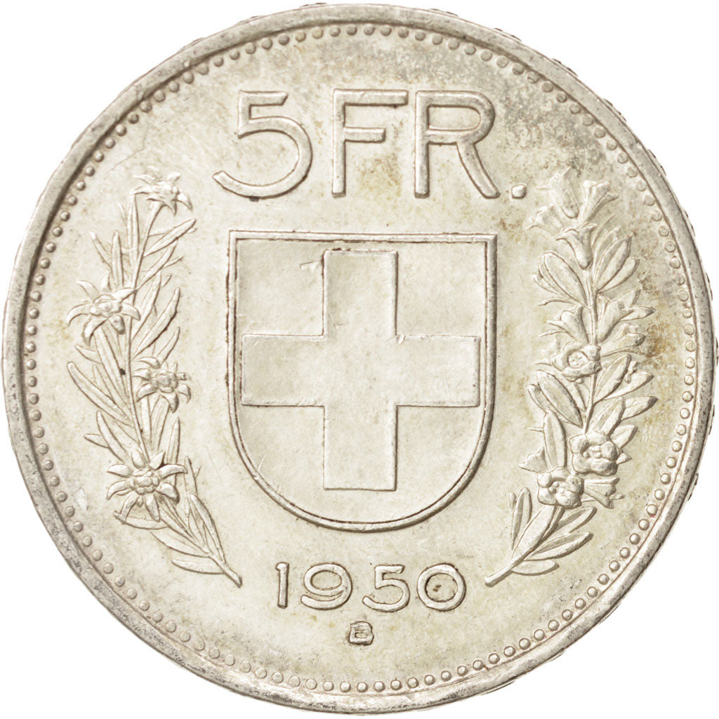 Switzerland, 5 Francs, 1950, Bern, AU(55-58), Silver, KM:40