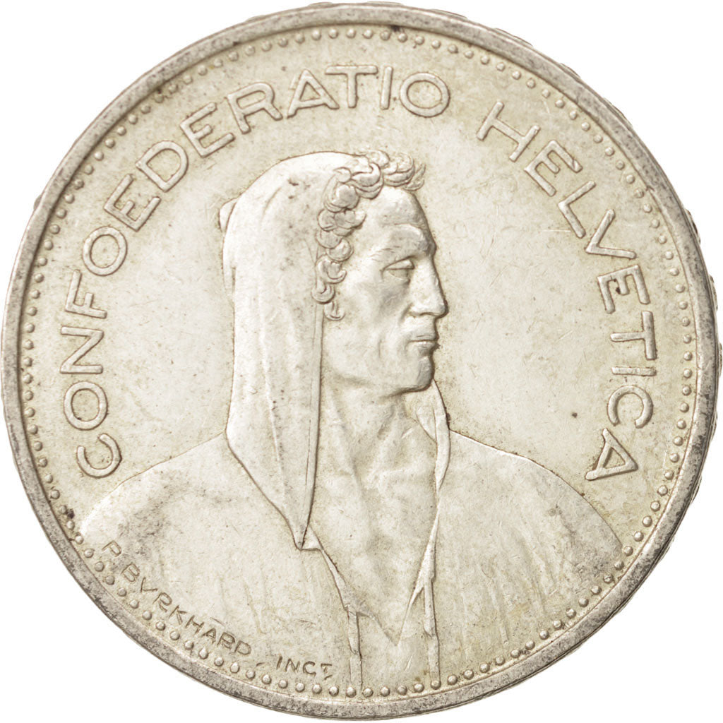 Switzerland, 5 Francs, 1939, Bern, AU(55-58), Silver, KM:40