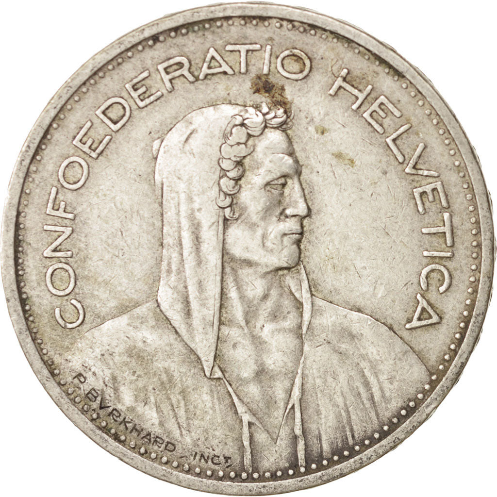 Coin, Switzerland, 5 Francs, 1935, Bern, AU(50-53), Silver, KM:40