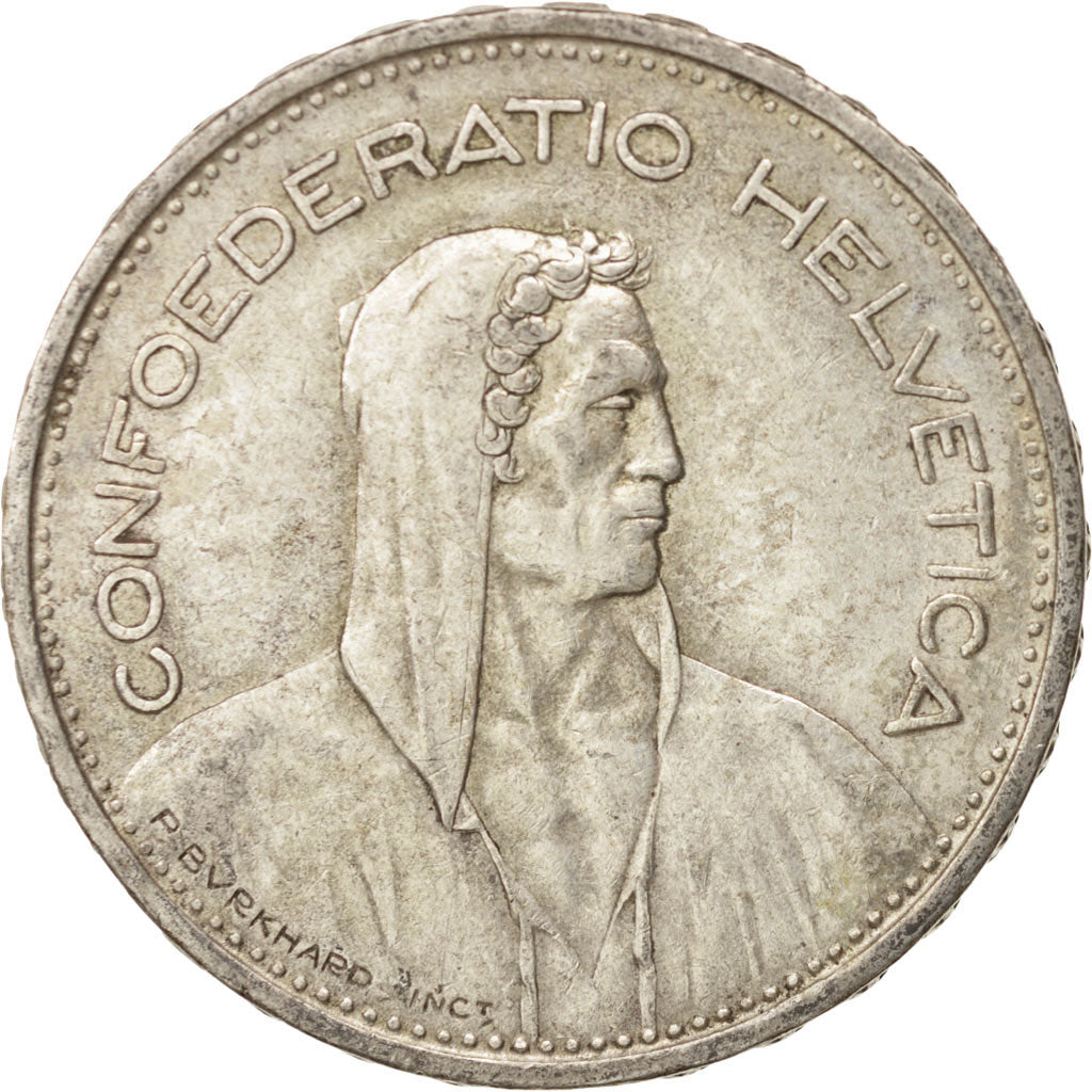 Coin, Switzerland, 5 Francs, 1933, Bern, AU(50-53), Silver, KM:40