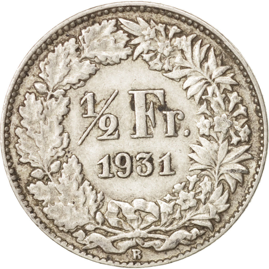 Switzerland, 1/2 Franc, 1931, Bern, EF(40-45), Silver, KM:23