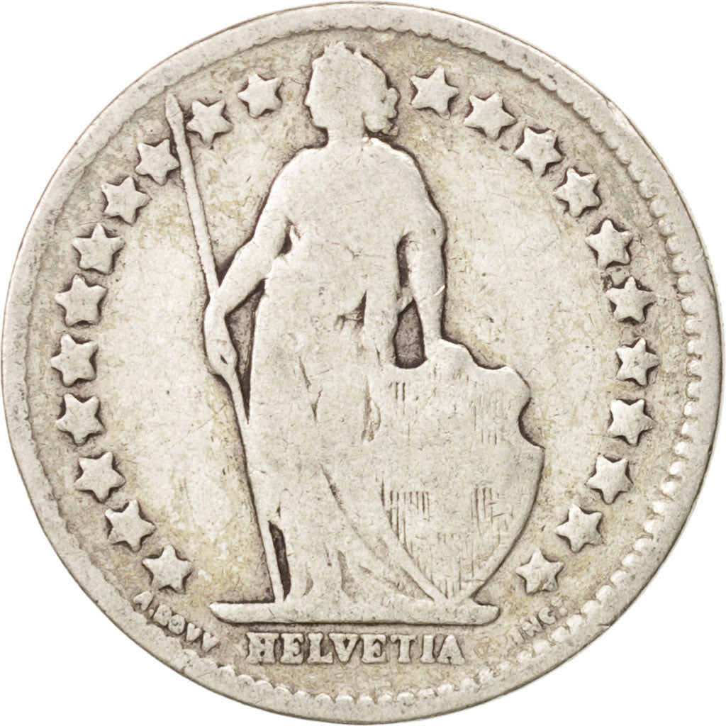 Switzerland, 1/2 Franc, 1907, Bern, VG(8-10), Silver, KM:23