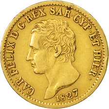 ITALIAN STATES, SARDINIA, Carlo Felice, 20 Lire, 1827, Torino, EF(40-45), Gold