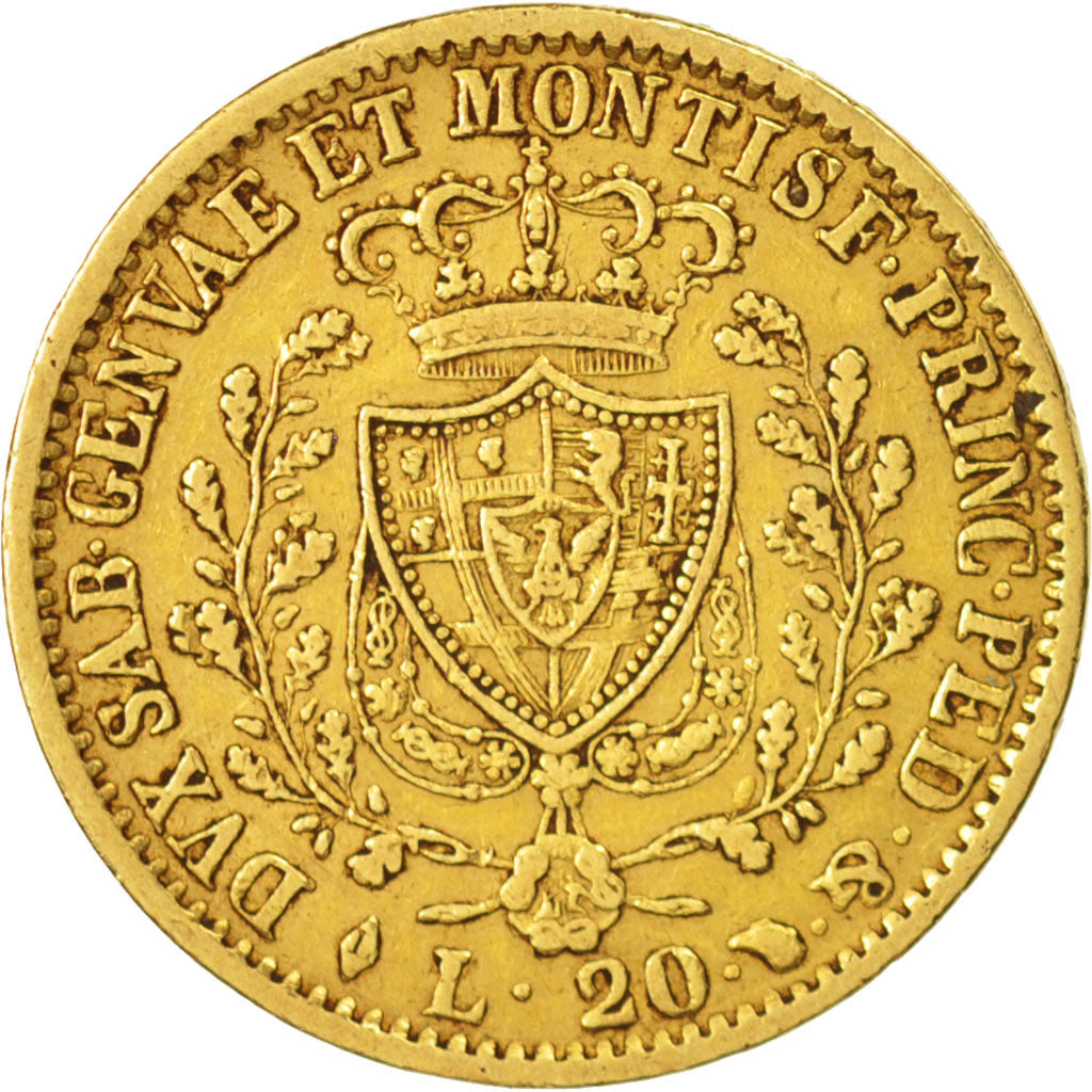 ITALIAN STATES, SARDINIA, Carlo Felice, 20 Lire, 1827, Torino, EF(40-45), Gold