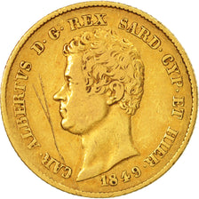 Estados italianos, SARDINIA, Carlo Alberto, 20 Lire, 1849, Genoa, MBC, Oro