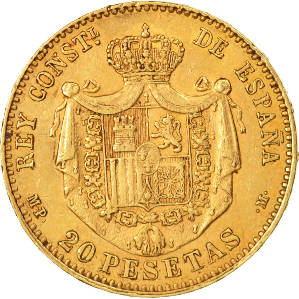 Moneda, España, Alfonso XIII, 20 Pesetas, 1889, MBC+, Oro, KM:693