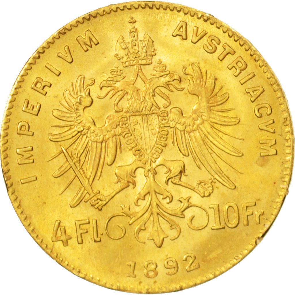 Austria, Franz Joseph I, 4 Florin 10 Francs, 1892, SPL-, Oro, KM:2260