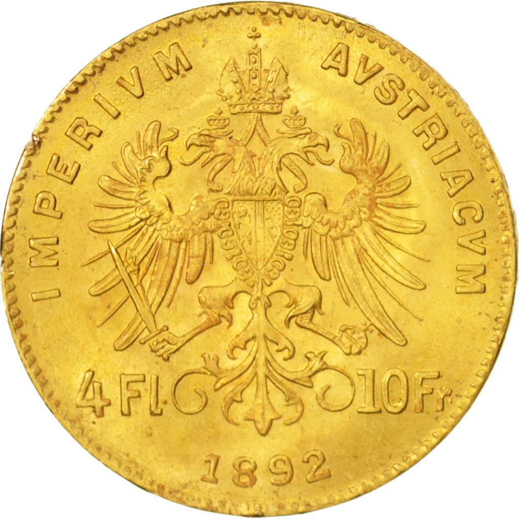Österreich, Franz Joseph I, 4 Florin 10 Francs, 1892, VZ, Gold, KM:2260