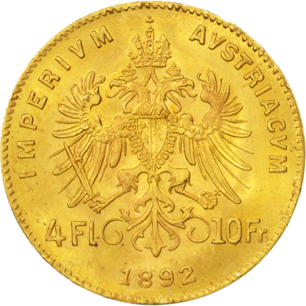 Austria, Franz Joseph I, 4 Florin 10 Francs, 1892, EBC, Oro, KM:2260