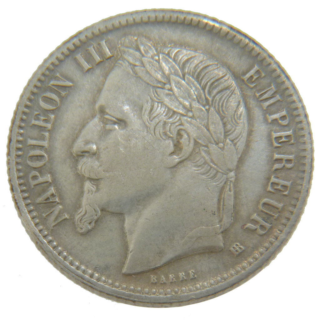 FRANCE, Napoléon III, Franc, 1868, Strasbourg, KM #806.2, EF(40-45), Silver, G..