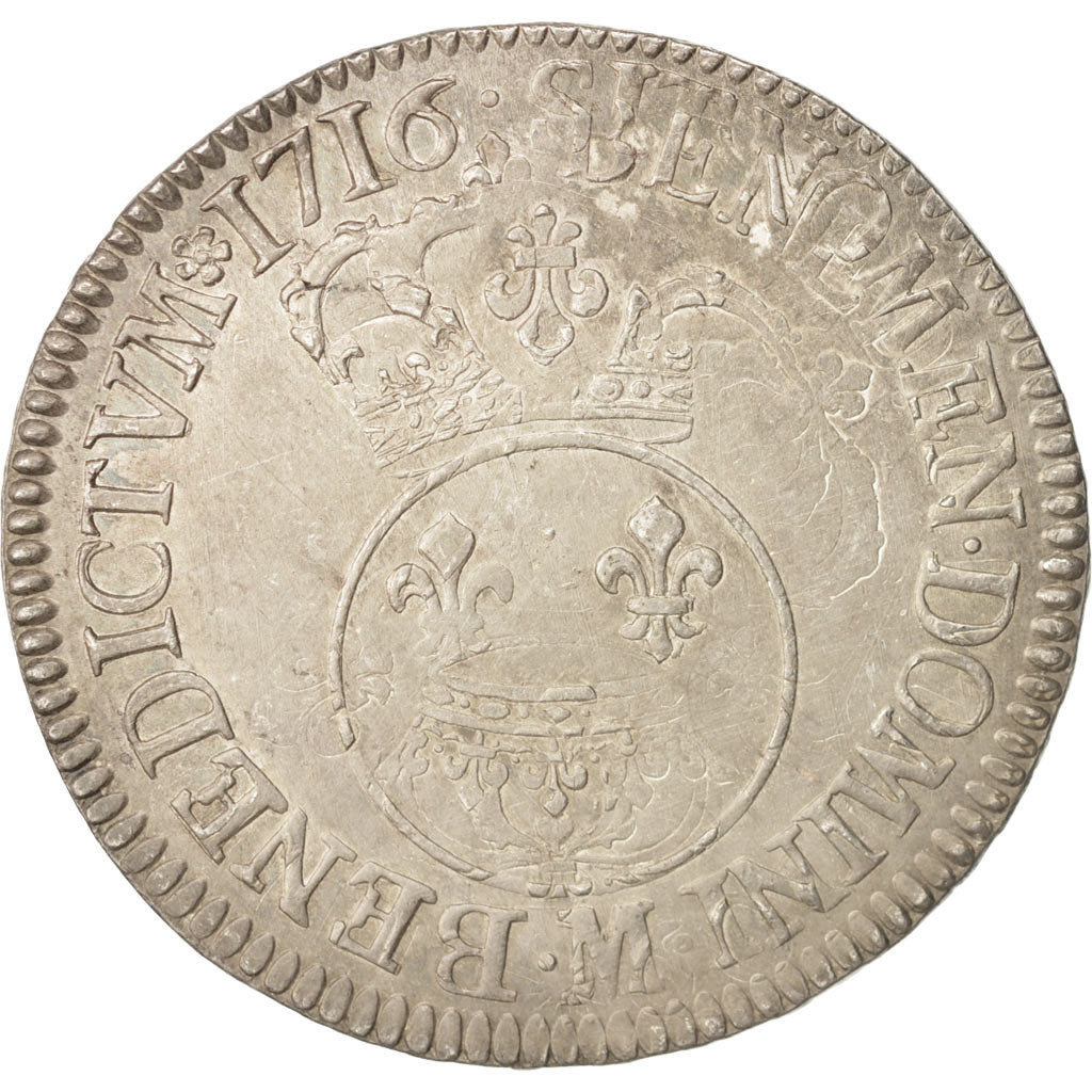 Munten, Frankrijk, Louis XV, Écu Vertugadin, Ecu, 1716, Toulouse, ZF, Zilver