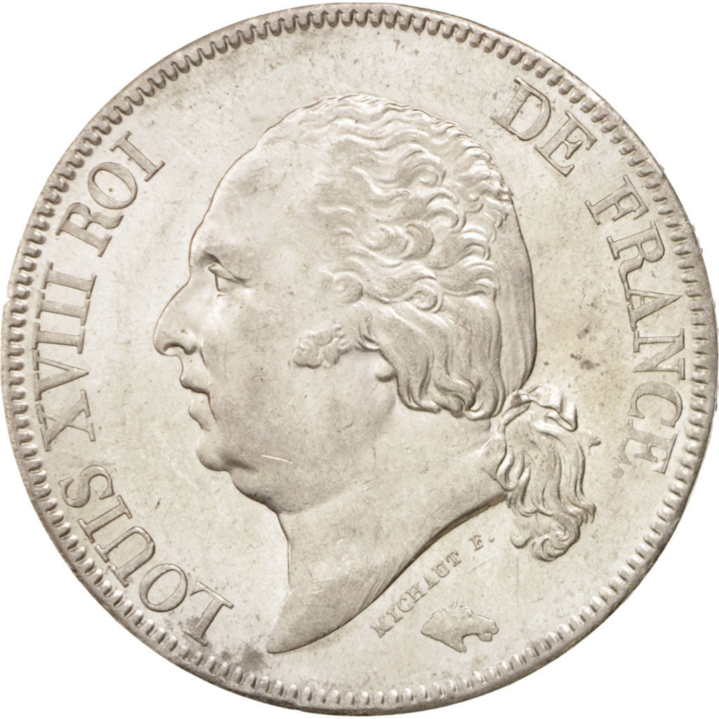 Coin, France, Louis XVIII, Louis XVIII, 5 Francs, 1824, Lille, AU(55-58)