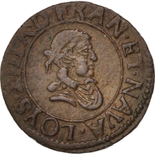 Frankreich, Louis XIII, Denier tournois, 1624, Riom, EF(40-45), Copper, KM:79.7