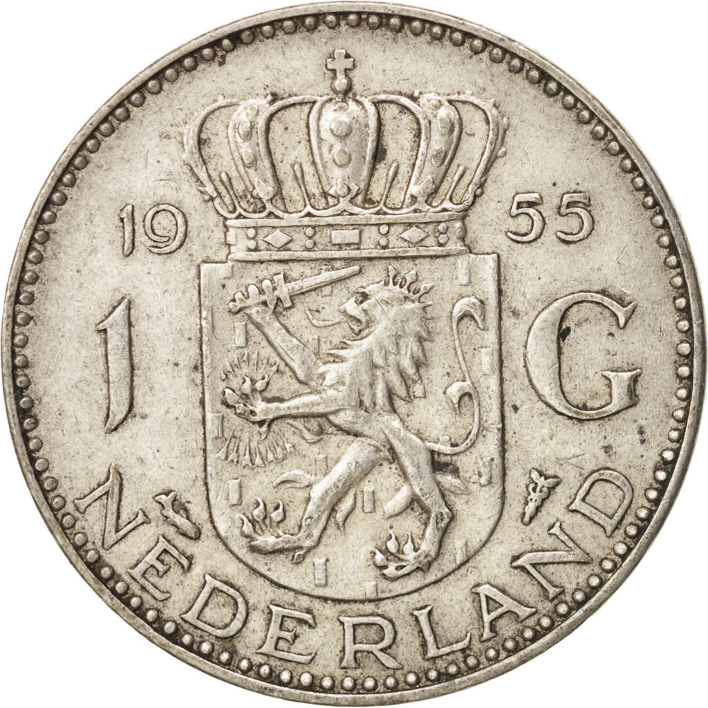 Moneta, Paesi Bassi, Juliana, Gulden, 1955, BB+, Argento, KM:184