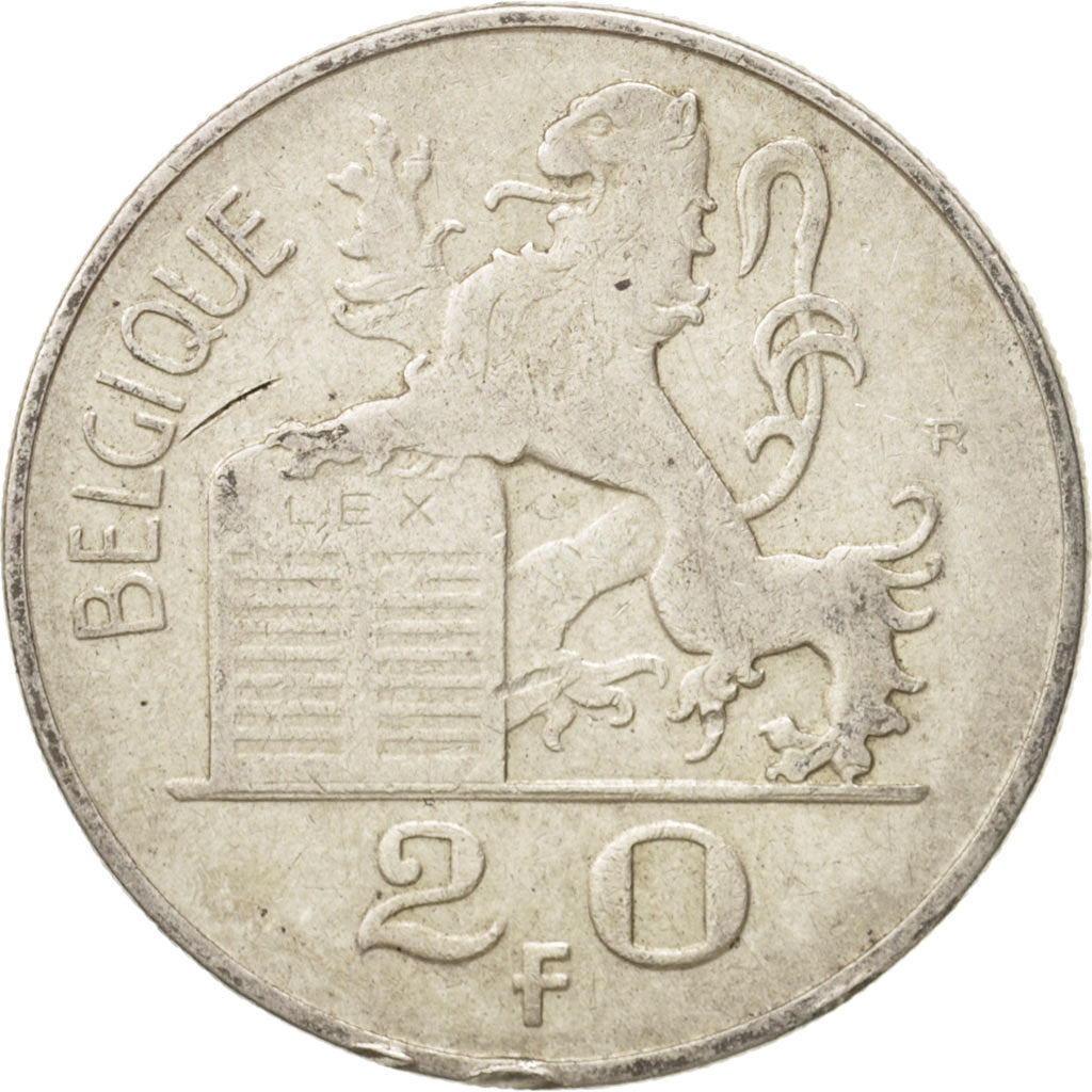 Coin, Belgium, 20 Francs, 20 Frank, 1950, VF(30-35), Silver, KM:140.1