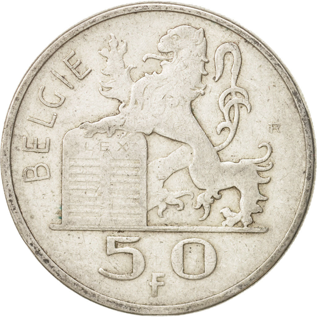 Belgium, 50 Francs, 50 Frank, 1951, VF(30-35), Silver, KM:137