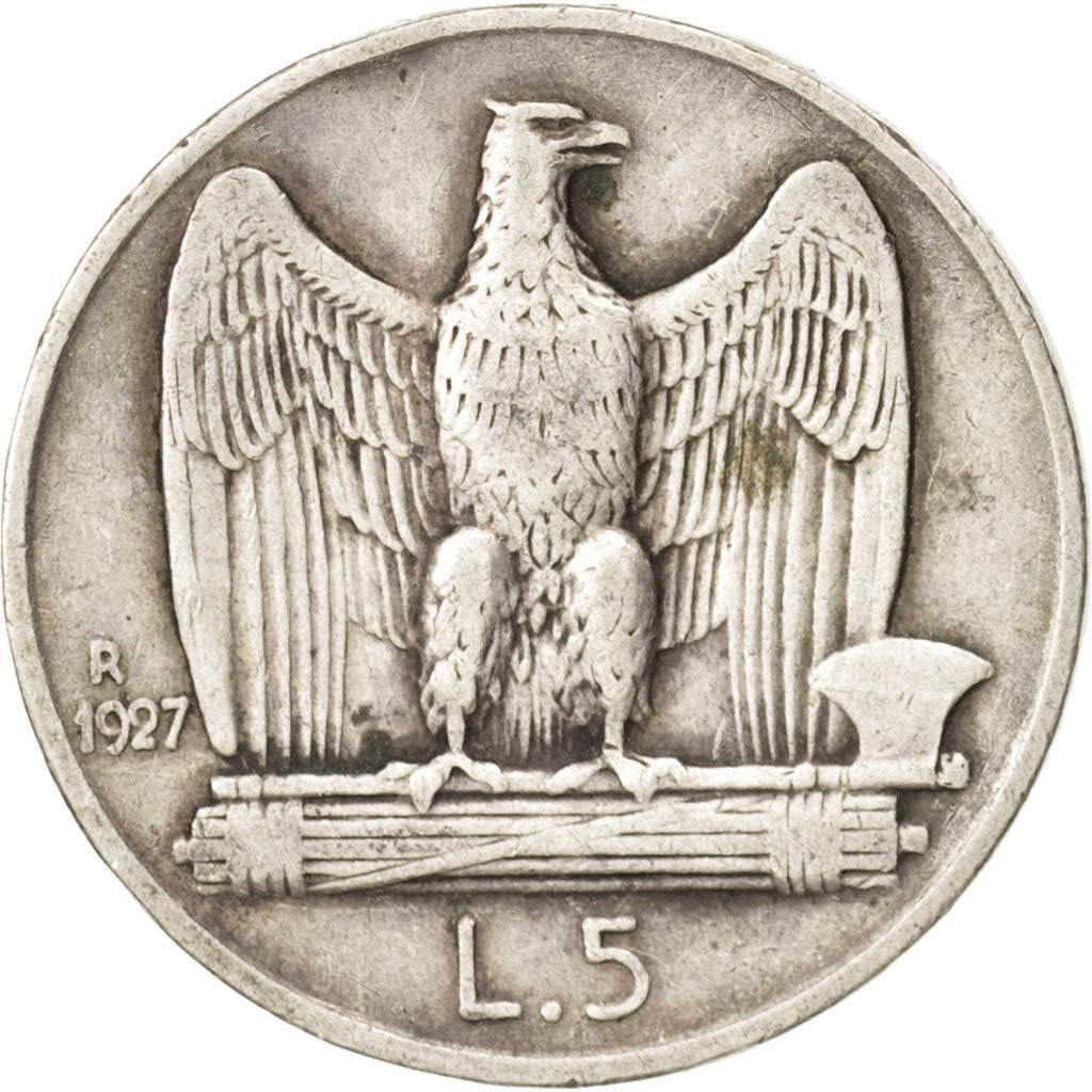 Italia, Vittorio Emanuele III, 5 Lire, 1927, Rome, BB, Argento, KM:67.2