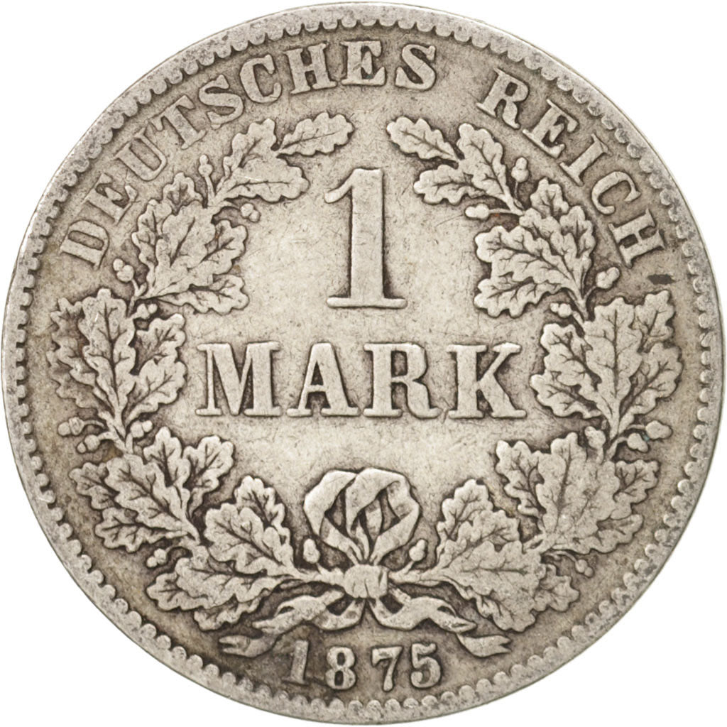 GERMANY - EMPIRE, Wilhelm I, Mark, 1875, Muldenhütten, VF(30-35), Silver, KM:7