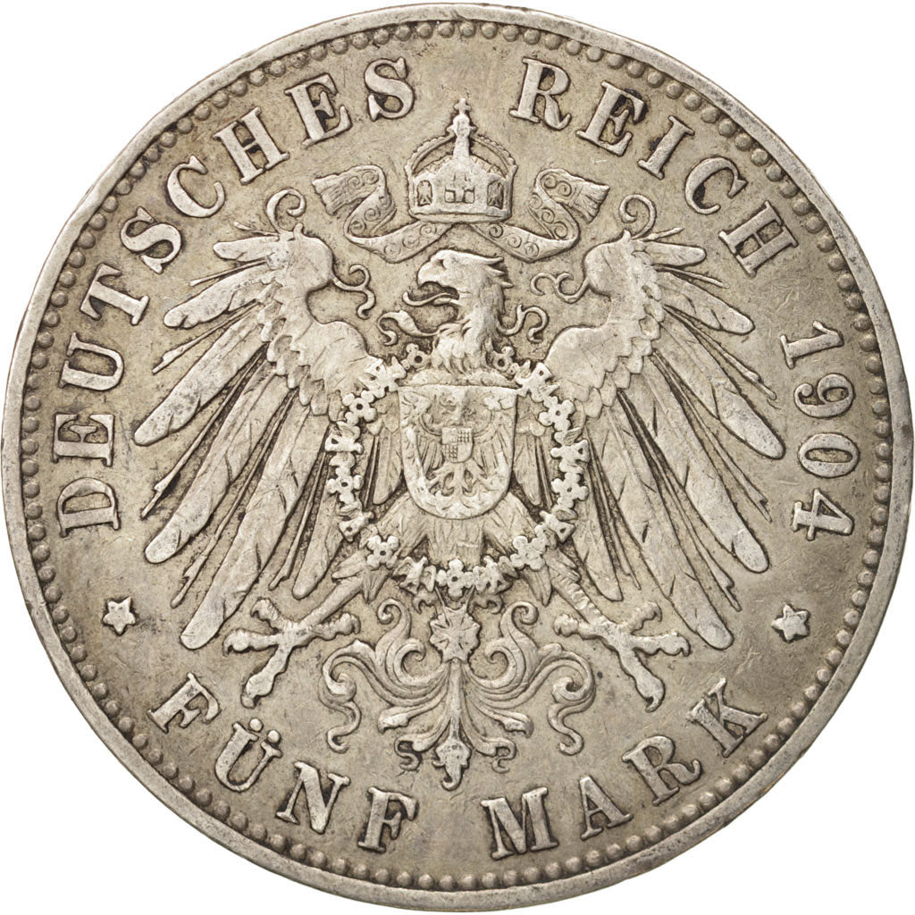 German States, PRUSSIA, Wilhelm II, 5 Mark, 1904, Berlin, EF(40-45), KM:523