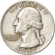 United States, Washington Quarter, 1957, Denver, AU(50-53), Silver, KM:164