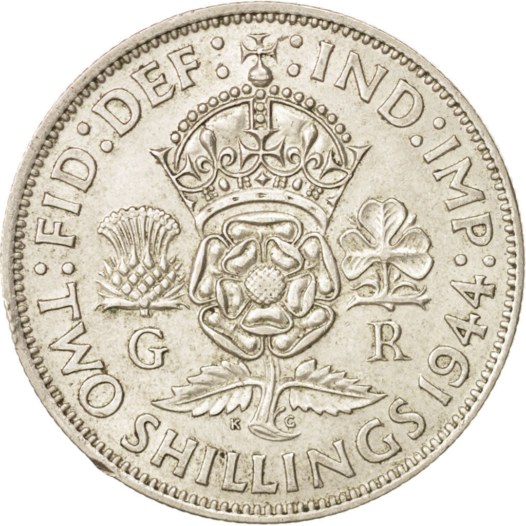 Moneta, Gran Bretagna, George VI, Florin, Two Shillings, 1944, BB+, Argento