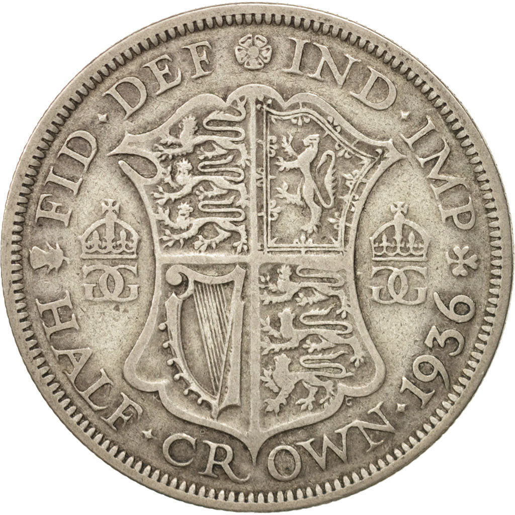 Great Britain, George V, 1/2 Crown, 1936, VF(20-25), Silver, KM:835