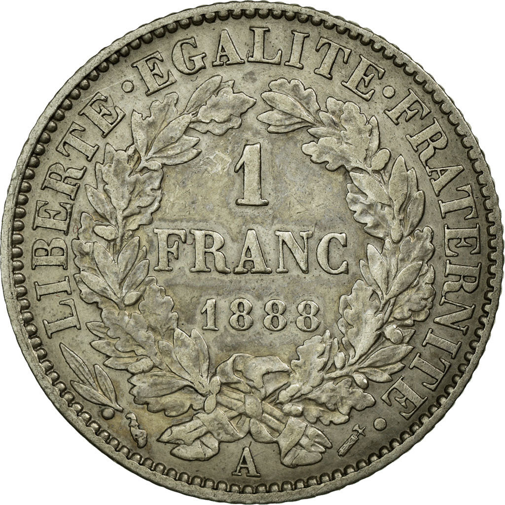 Coin, France, Cérès, Franc, 1888, Paris, AU(50-53), Silver, KM:822.1