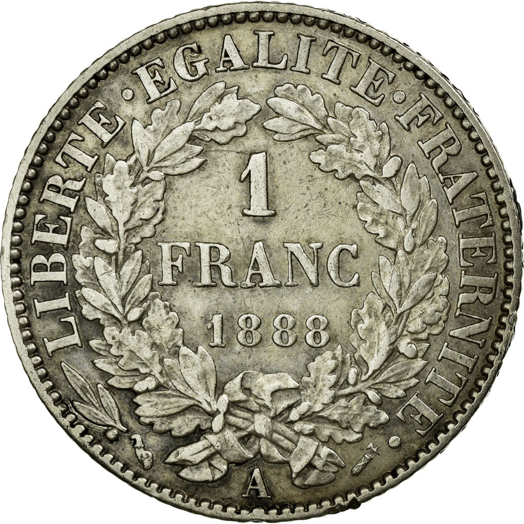 Coin, France, Cérès, Franc, 1888, Paris, AU(50-53), Silver, Gadoury:465a