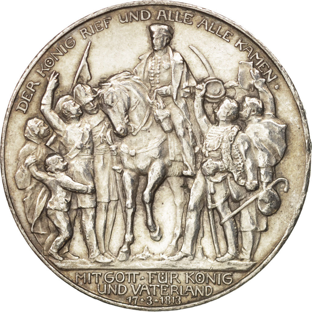 German States, PRUSSIA, Wilhelm II, 3 Mark, 1913, Berlin, AU(55-58), KM:534