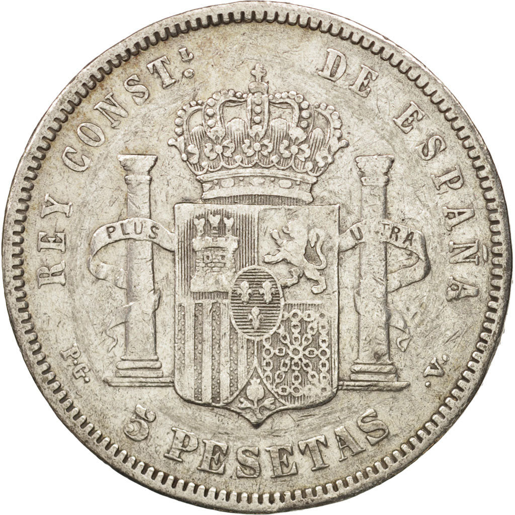 Coin, Spain, Alfonso XIII, 5 Pesetas, 1894, VF(20-25), Silver, KM:700