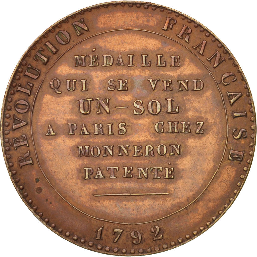Francia, Monneron de 1 sol à l'Hercule, 1792, SPL-, Bronzo, KM:Tn22