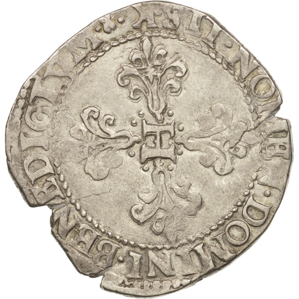 Moneta, Francia, Franc au Col Plat, 1583, Bordeaux, MB+, Argento, Sombart:4714