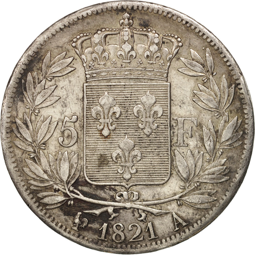 Coin, France, Louis XVIII, Louis XVIII, 5 Francs, 1821, Paris, AU(50-53)
