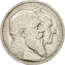 German States, BADEN, Friedrich I, 5 Mark, 1906, AU(50-53), Silver, KM:277