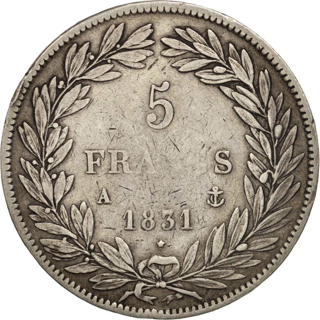 Coin, France, Louis-Philippe, 5 Francs, 1831, Paris, VF(20-25), Silver