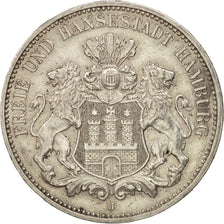 Stati tedeschi, HAMBURG, 3 Mark, 1911, Hamburg, BB+, Argento, KM:620