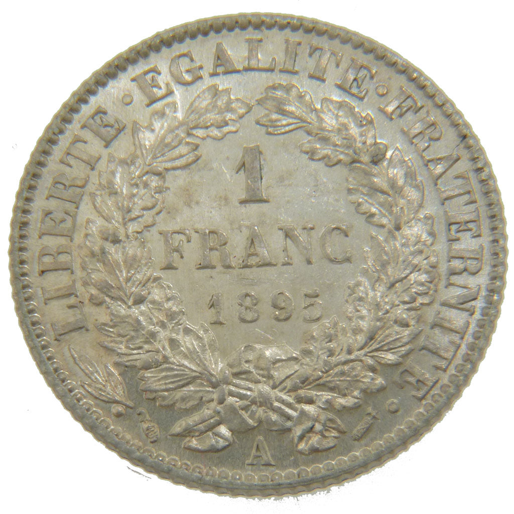 FRANCE, Cérès, Franc, 1895, Paris, KM #822.1, AU(55-58), Silver, 23, Gadoury #..