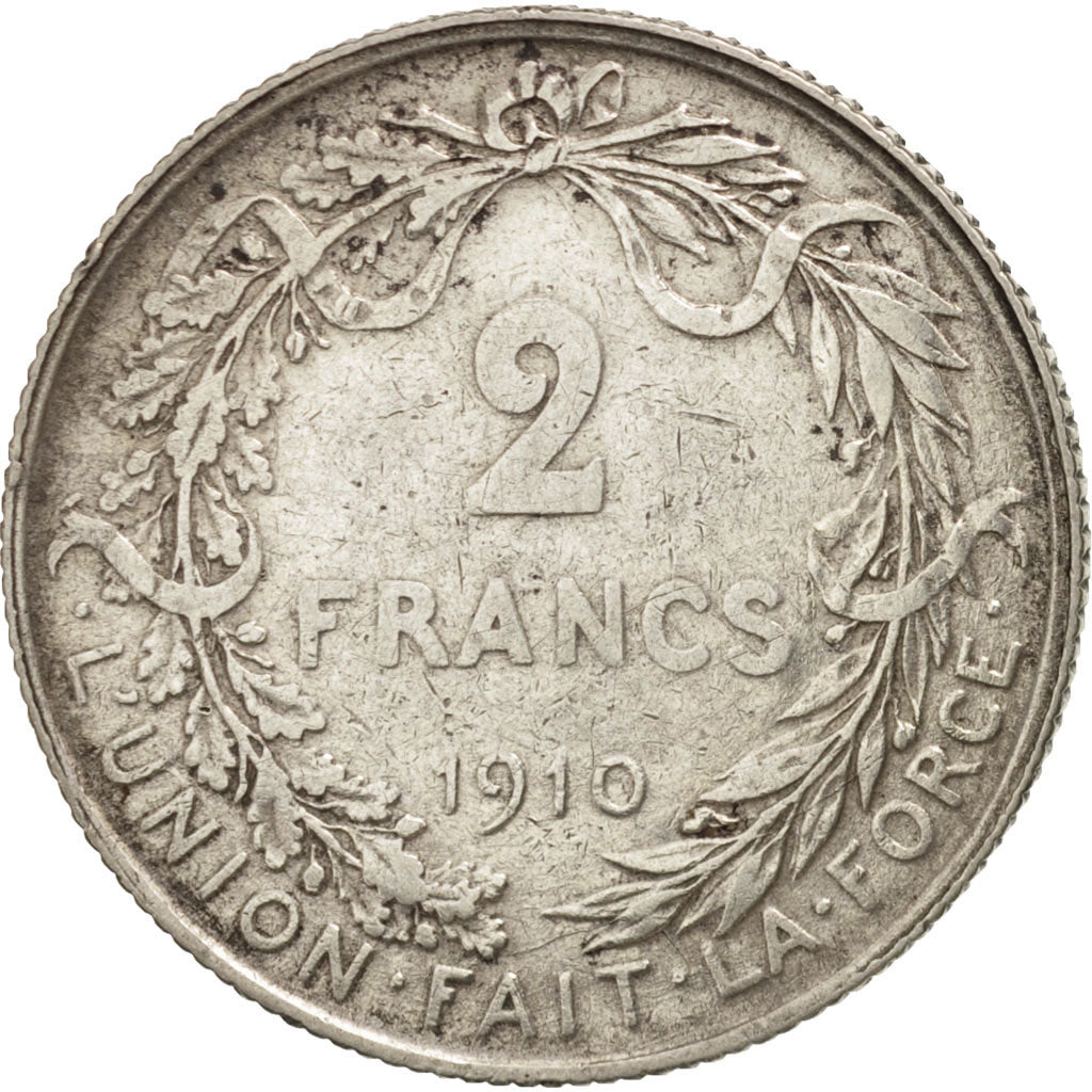 Belgium, 2 Francs, 2 Frank, 1910, VF(20-25), Silver, KM:74