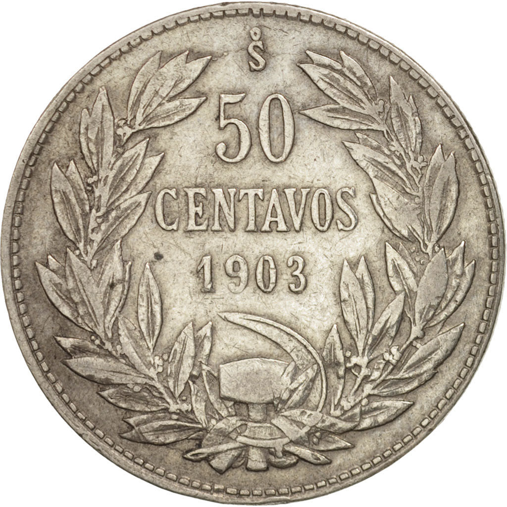 Chile, 50 Centavos, 1903, EF(40-45), Silver, KM:160