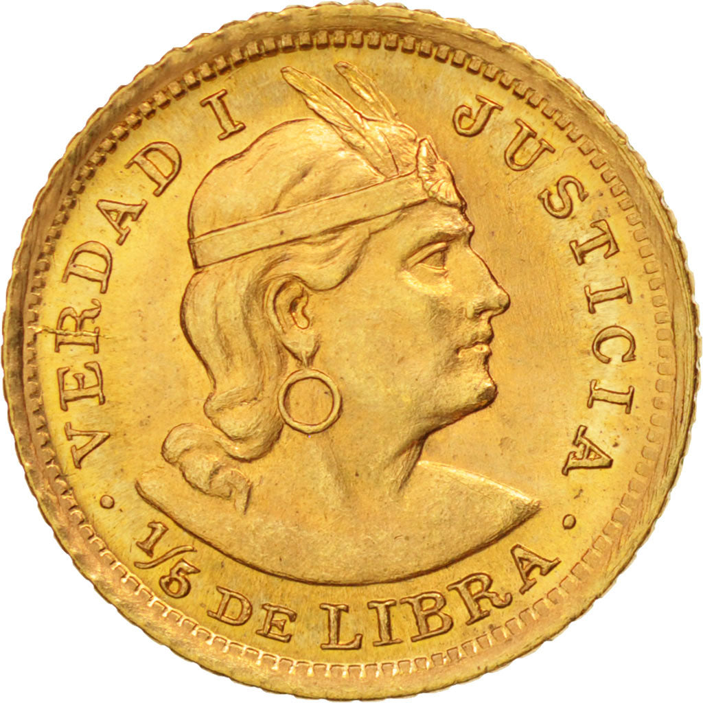 Perù, 1/5 Libra, Pound, 1968, BBB, Lima, SPL, Oro, KM:210