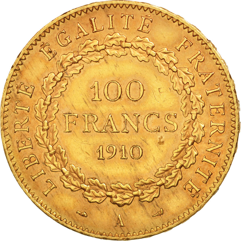 France, Génie, 100 Francs, 1910, Paris, AU(50-53), Gold, KM:858, Gadoury:1137a