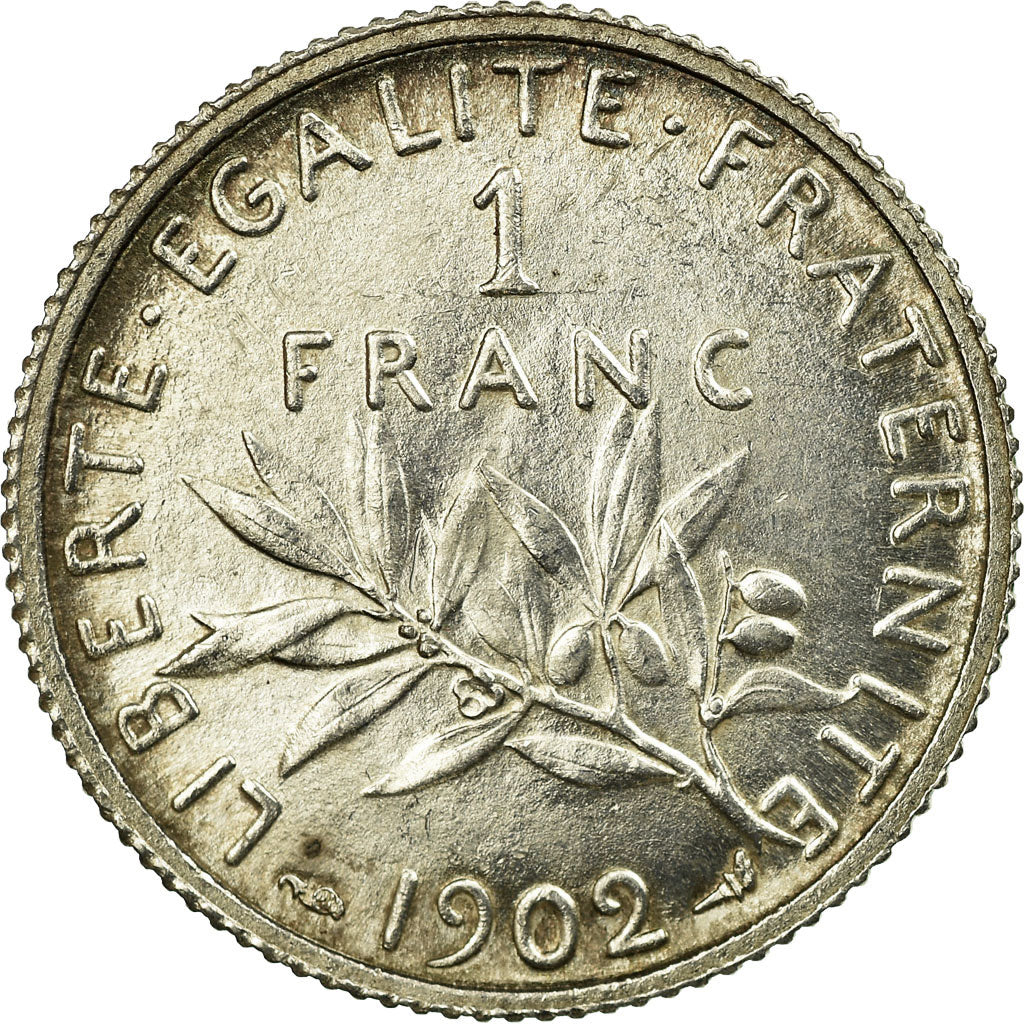 Coin, France, Semeuse, Franc, 1902, Paris, MS(60-62), Silver, KM:844.1