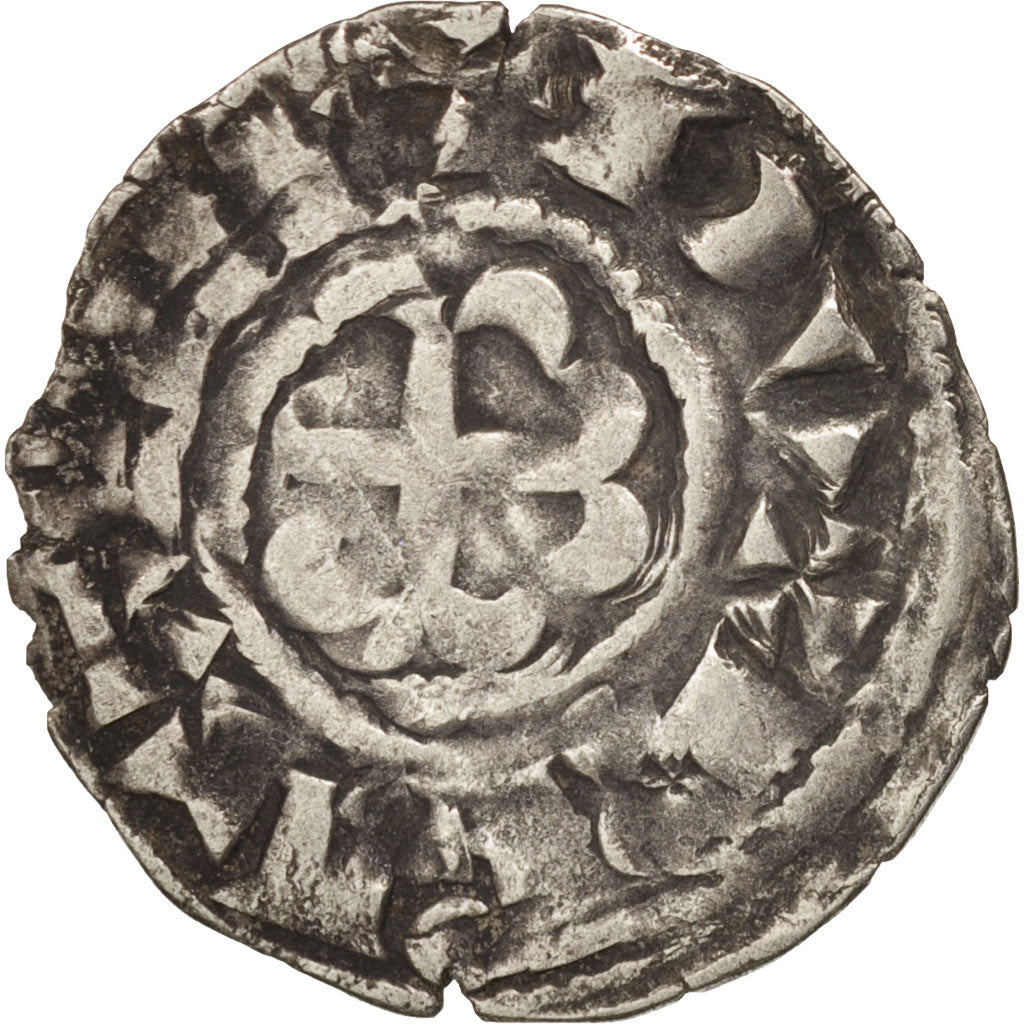 France, Bretagne, Anonymous, Denarius, Guingamp, VF(30-35), Silver, Boudeau:30