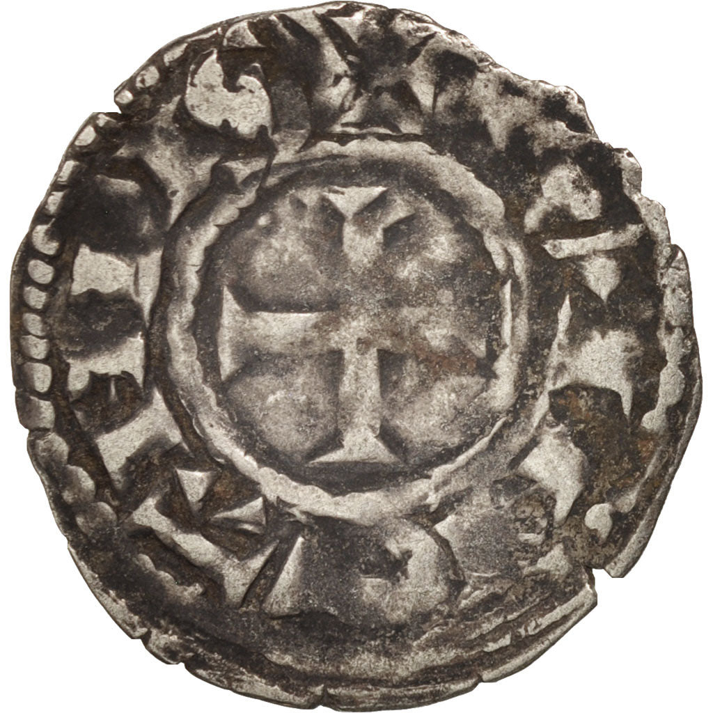France, Bretagne, Anonymous, Denarius, Guingamp, VF(30-35), Silver, Boudeau:30